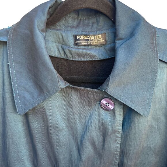 Forecaster Vintage 70s 80s Blue Trench Coat Oversized Long Insulated Belted Rain - Picture 6 of 12